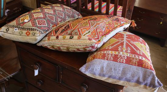 Three Turkish Kelim covered cushions